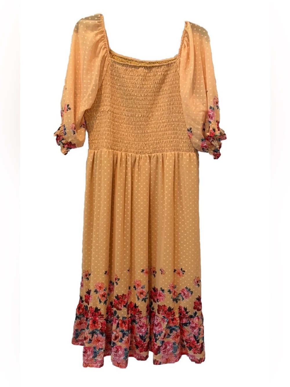 Speechless Kids Plus Girls Dress Size 3XL Yellow Floral Smocked Midi NWT